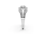 Cushion Cut Vintage Milgrain Halo Engagement Ring Setting | Pave Split Shank | Sterling Silver