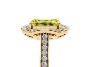 Emerald Cut Petal Tip Halo Engagement Ring Setting for a Fancy Yellow Lab-Grown Diamond | Pavé Band | Yellow Gold