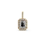 Emerald Cut Lab-Grown Diamond Halo Pendant Necklace | Graduated Pavé Bail | Yellow Gold