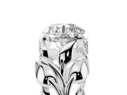 Round Leaf Bypass Engagement Ring Setting | Pave Leaf Accents | Sterling Silver