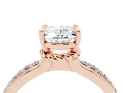 Oval Channel Set Solitaire Engagement Ring Setting | Rope Collar Head | Rose Gold