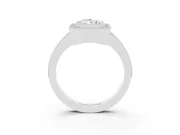 Radiant Cut Diamond Halo Engagement Ring Set in White gold with Pavé Band and Round Halo Stones
