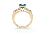 Asscher Cut Five Stone Engagement Ring Setting for a Fancy Blue Lab-Grown Diamond | Prong Set Side Stones | Yellow Gold