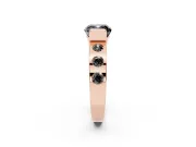 Fancy Black Cushion Cut Diamond Channel-Set Band Ring Set in Rose gold with Bezel Prong Setting