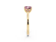 Fancy Pink Princess Cut Diamond Solitaire Ring Set in Yellow gold with Cathedral Band and Prong Setting