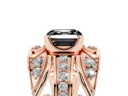 Asscher Cut Art Deco Graduated Engagement Ring Setting for a Black Center | Split Shank | Rose Gold
