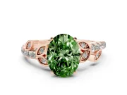 Oval Leaf Pavé Engagement Ring Setting for a Fancy Green Lab-Grown Diamond | Rose Gold