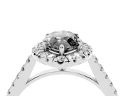 Marquise Halo Engagement Ring Setting for a Black Center | Pavé Shoulders | Sterling Silver