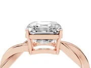 Asscher Cut Twisted Pavé Solitaire Engagement Ring Setting | Open Basket | Rose Gold