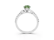 Marquise Leaf Pavé Engagement Ring Setting for a Fancy Green Lab-Grown Diamond | White Gold