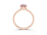 Fancy Pink Emerald Cut Diamond Solitaire Ring Set in Rose gold with Polished Tapered Band and Prong Setting
