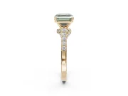Asscher Cut Pavé Solitaire Engagement Ring Setting for a Fancy Green Lab-Grown Diamond | Crossover Gallery | Yellow Gold