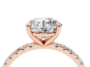 Round Petite Pavé Solitaire Engagement Ring Setting | Slim Band | Rose Gold