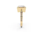 Princess Cut Vintage Milgrain Halo Engagement Ring Setting | Side Stones and Pave | Yellow Gold