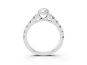 Pear-Shaped Cut-Down Side Stone Engagement Ring Setting | Scalloped Shoulders | White Gold