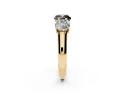 Cushion Cut Three Stone Engagement Ring Setting for a Black Center | Basket Prong Heads | Yellow Gold