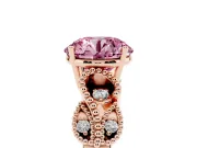 Round Vintage Leaf Solitaire Engagement Ring Setting for a Fancy Pink Lab-Grown Diamond | Rose Gold