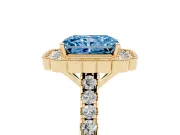 Radiant Cut Milgrain Floral Halo Engagement Ring Setting for a Fancy Blue Lab-Grown Diamond | Pavé Band | Yellow Gold