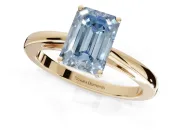 Emerald Cut Cathedral Engagement Ring Setting for a Fancy Blue Lab-Grown Diamond | Yellow Gold - Design NV-24626