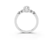 Marquise Cut Diamond Five-Stone Prong Set Engagement Ring Set in White gold with Channel Band