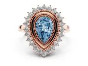 Pear-Shaped Bezel Halo Engagement Ring Setting for a Fancy Blue Lab-Grown Diamond | Rose Gold