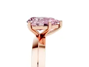 Fancy Pink Pear Cut Diamond Solitaire Engagement Ring Set in Rose gold with Flat Band and Prong Setting
