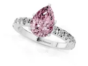 Fancy Pink Pear Cut Diamond Pavé Band Solitaire Set in Platinum with Prong Setting