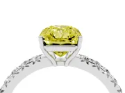Radiant Cut Pave Engagement Ring Setting for a Fancy Yellow Lab-Grown Diamond | Shared Prong Band | Sterling Silver
