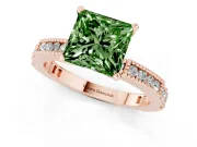 Princess Cut Vintage Pavé Engagement Ring Setting for a Fancy Green Lab-Grown Diamond | Rose Gold