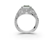 Asscher Cut Vintage Bezel Engagement Ring Setting for a Fancy Green Lab-Grown Diamond | Platinum