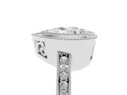 Heart Cut Diamond Round Halo Ring Set in Platinum with Pavé Band