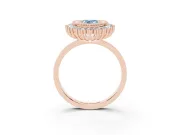 Pear-Shaped Bezel Halo Engagement Ring Setting for a Fancy Blue Lab-Grown Diamond | Rose Gold