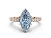 Marquise Pavé Solitaire Engagement Ring Setting for a Fancy Blue Lab-Grown Diamond | Crossover Gallery | Rose Gold