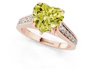 Heart-Shaped Graduated Pavé Engagement Ring Setting for a Fancy Yellow Lab-Grown Diamond | Rose Gold