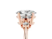 Oval Cluster Accent Engagement Ring Setting | Plain Band | Rose Gold