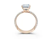 Asscher Cut Domed Pavé Engagement Ring Setting for a Fancy Blue Lab-Grown Diamond | Rose Gold