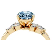 Oval Floral Engagement Ring Setting for a Fancy Blue Lab-Grown Diamond | Yellow Gold