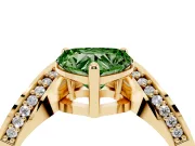Heart-Shaped Bypass Solitaire Engagement Ring Setting for a Fancy Green Lab-Grown Diamond | Pavé Ribbon | Yellow Gold