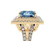 Princess Cut Halo Engagement Ring Setting for a Fancy Blue Lab-Grown Diamond | Yellow Gold - Design NV-24799