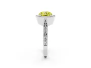Round Milgrain Halo Engagement Ring Setting for a Fancy Yellow Lab-Grown Diamond | Side Stones | Platinum