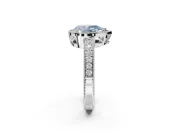 Pear-Shaped Milgrain Halo Engagement Ring Setting for a Fancy Blue Lab-Grown Diamond | Wide Pavé Band | White Gold