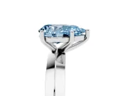 Fancy Blue Pear Cut Diamond Solitaire Engagement Ring Set in White gold with Flat Band and Prong Setting