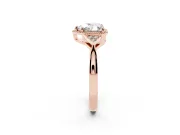 Heart Cut Diamond Milgrain Solitaire Ring Set in Rose gold with Tapered Pavé Band and Prong Setting