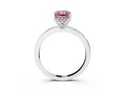Radiant Cut Hidden Halo Engagement Ring Setting for a Fancy Pink Lab-Grown Diamond | Thin Band | Sterling Silver