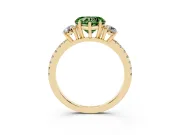 Heart-Shaped Three Stone Engagement Ring Setting for a Fancy Green Lab-Grown Diamond | Pave Shoulders | Yellow Gold