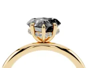 Heart-Shaped Hidden Halo Engagement Ring Setting for a Black Center | Thin Plain Band | Yellow Gold