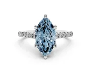 Marquise Hidden Halo Pave Engagement Ring Setting for a Fancy Blue Lab-Grown Diamond | Claw Prongs | Sterling Silver