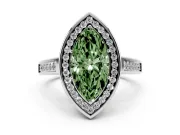 Marquise Rimmed Halo Engagement Ring Setting for a Fancy Green Lab-Grown Diamond | Sterling Silver