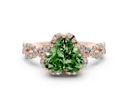 Heart-Shaped Milgrain Halo Engagement Ring Setting for a Fancy Green Lab-Grown Diamond | Graduated Shoulders | Rose Gold