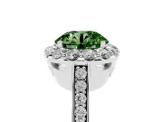 Round Floral Halo Engagement Ring Setting for a Fancy Green Lab-Grown Diamond | Large Round Accents | White Gold